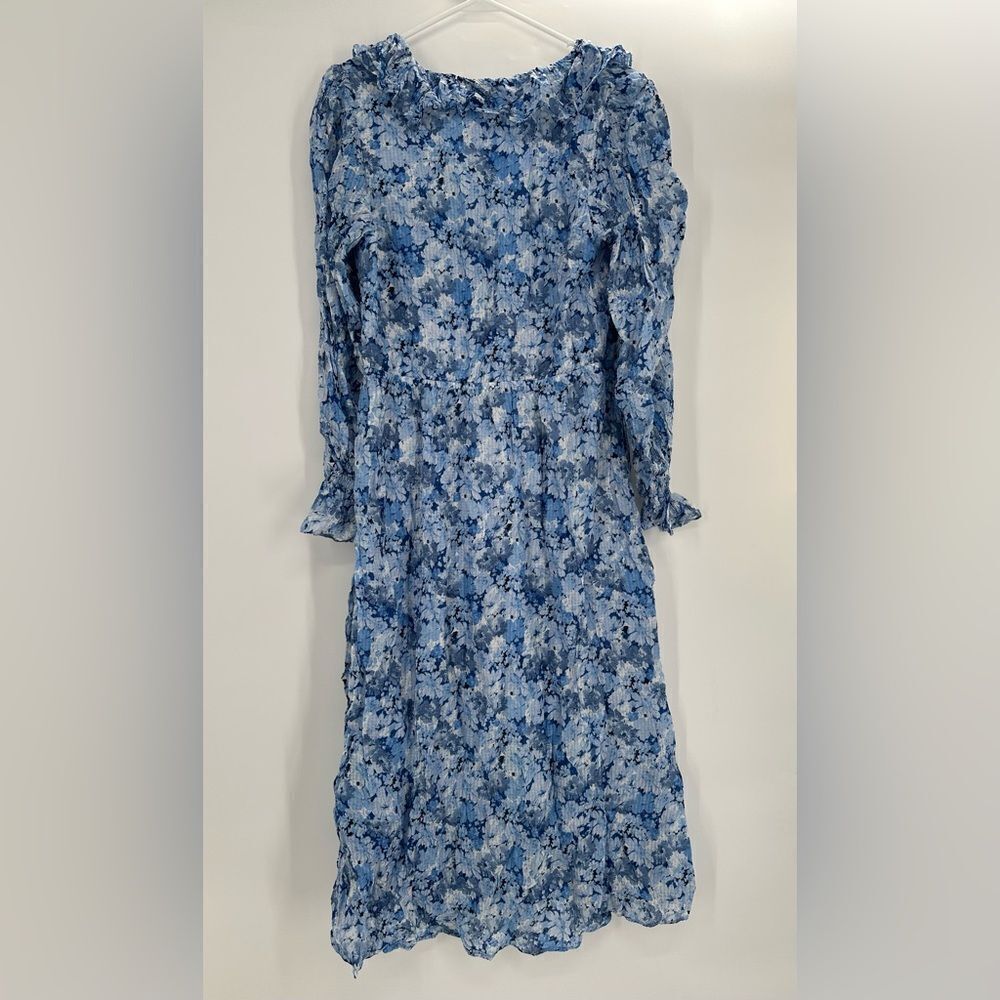 & Other Stories Voluminous Ruffle Long Sleeve Floral Midi Dress Size 10 - Picture 7 of 10